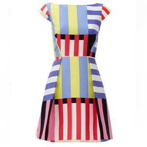 Kate Spade multistripe kite bow dress 10/12 L print geometric colors bnwt